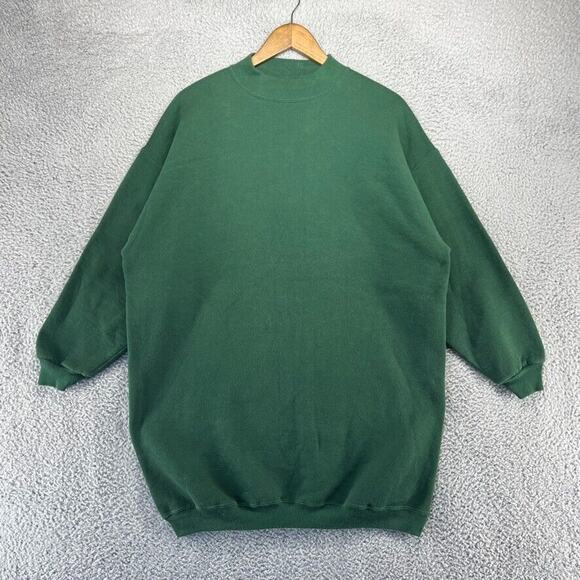 Vintage Blank Sweatshirt Women's Large / XL Green USA Made Streetwear USA 90s - Picture 1 of 12